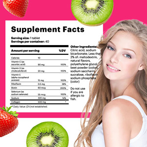 Suplemento de vitaminas personalizado de primera calidad, productos de belleza, cuidado de la piel, tabletas de colágeno de biotina, tabletas efervescentes de colágeno de 500mg - Product Image 2