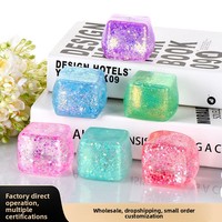 Balle anti-stress en caoutchouc souple en forme de cube de glace, saveur maltose, à rebond lent, jouet de décompression, bonbon à tirer et à étirer saveur maltose
