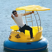Bateaux tamponneurs électriques gonflables QIQU haute capacité en PE avec lumières LED, 2 adultes + 1 enfant, charge de 300 kg, usage commercial, pistolets à eau