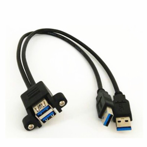 Dual <b>USB</b> 3.0 Extension Cable With Mounting Holes And Bracket For Desktop Use - Product Image 1