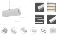 Luminaire linéaire LED suspendu Lightwoo, en aluminium, 40W, dimmable, 3 températures de couleur, profilé en aluminium, pour résidentiel, bureau, atelier, magasin
