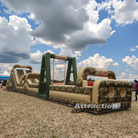 Parcours de Barrière Gonflable Militaire Camouflage en Gros, Matériau PVC 0,55 mm Certifié CE, Divertissement Extérieur pour Adultes