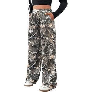 Pantalones Anchos de Camuflaje Personalizados para Niña, Pantalones Deportivos Holgados con Cordón en la Cintura y Bolsillos, Transpirables, 100% Poliéster, Tela de Rizo - Product Image 5