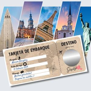 Tarjeta de <span class=keywords><strong>Regalo</strong></span> Sorpresa para <span class=keywords><strong>Viajes</strong></span>, Cheque de Viaje, Cupón de Viaje, <span class=keywords><strong>Regalo</strong></span> Romántico para Parejas para el Día de San Valentín, Tarjeta de Embarque Personalizable - Product Image 6