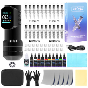 Juego de plumas para tatuaje Yuanyun con agujas, pigmento, máquina profesional, kit para principiantes para arte corporal - Product Image 1