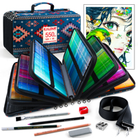 KALOUR Art Supplies – Coffret de 520+30 crayons de couleur en nylon coloré avec mine souple et couleurs vibrantes pour le dessin et l'esquisse - B