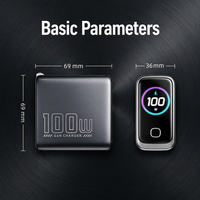 Chargeur USB C GaN 100W avec affichage numérique intelligent AI, adaptateur de charge rapide PD 3 ports pour ordinateur portable, téléphone, tablette, montre