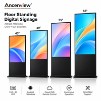 Écran publicitaire numérique vertical d'intérieur avec WiFi, télécommande, écran LCD sur pied pour centres commerciaux, salles d'exposition, hôtels, etc.