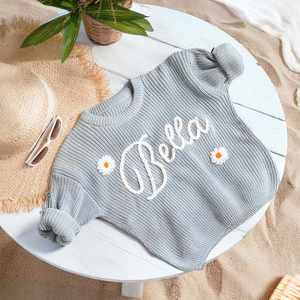 Suéter Navideño Bordado a Mano con Nombre Personalizado, Cuello Redondo de Algodón, Manga Larga, para Bebés Recién Nacidos, Niños y Niñas - Product Image 3