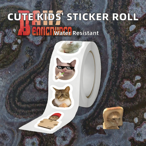 Etiquetas Adhesivas Impermeables de Gato Negro y <span class=keywords><strong>Cinnamon</strong></span> <span class=keywords><strong>Roll</strong></span> de Dibujos Animados, Lindas y Personalizadas, Venta al por Mayor Directa de Fábrica para Recompensas Infantiles - Product Image 2