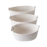 Panier de rangement rond en corde de coton multicolore avec poignée en nœud huit, style moderne, pour le rangement des jouets