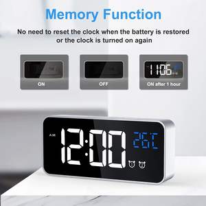 الصمام الرقمي Wecker Digitaluhr Mit temeraturanizeige Tragbarer spiegelalarmen 2 Alarmen USB من Stunden ساعة منبه رقمية - Product Image 2