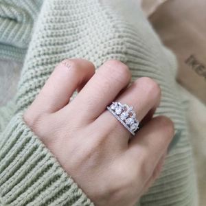 Dylam Unique <b>Silver</b> Ring <b>Crown</b> Shape Llamada AAAAACZ Prong Setting Wedding Rings for Party Anillo 15 Ano De Chicas - Product Image 2