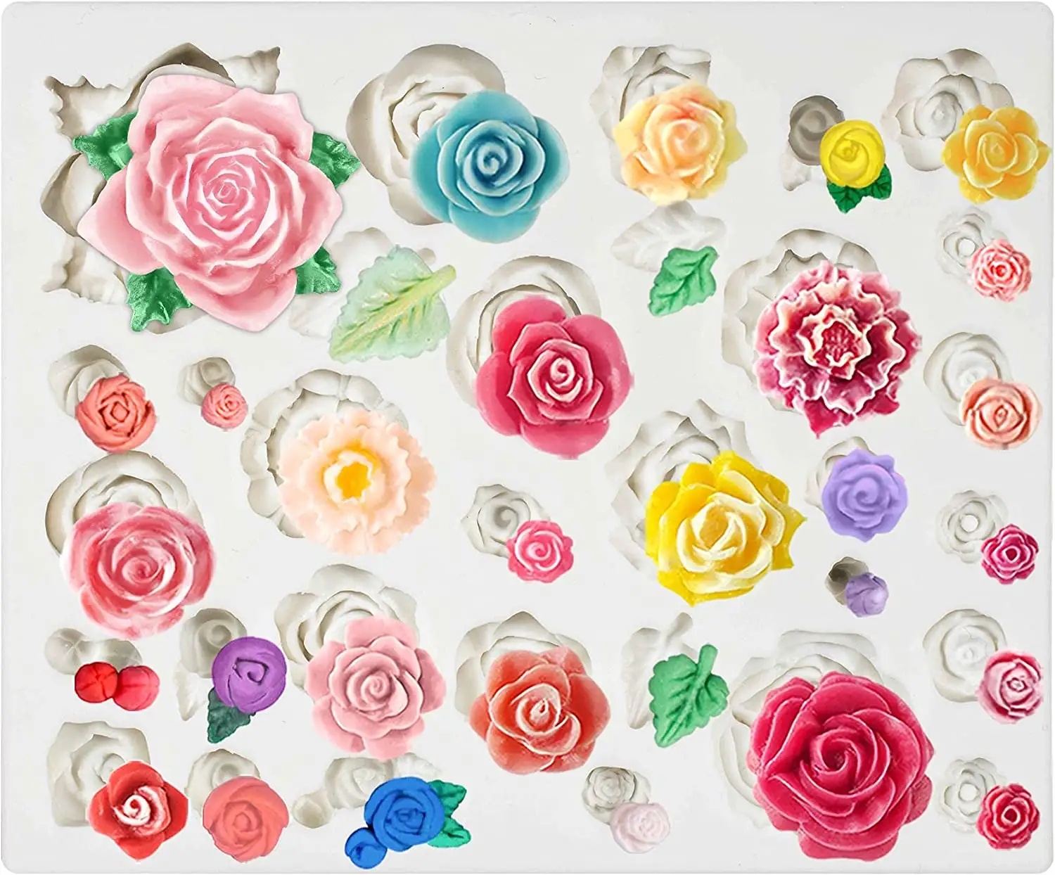 Rozen Flowrings Sett Candy Siliconen Mal Voor Sugaramgft Cake Decoratie 3d Fondant Mal Bloemen Custom Logo Moulds Cake Tools