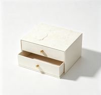 Boîte cadeau à bijoux à double tiroir coulissant, boîte en papier à imprimé floral avec bouton doré pour l'emballage de bagues et de boucles d'oreilles