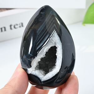 Vente en gros de pierres de guérison en cristal naturel poli de qualité supérieure, œuf d'agate noire druzy, pour la décoration de la maison et les cadeaux de vacances - Product Image 3