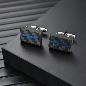 Boutons de manchette carrés minimalistes en acier inoxydable noir pour homme, style punk, pour chemise et costume - Product Image 4