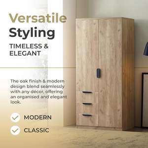 Armoire Moderne en Bois avec 3 Tiroirs, Dimensions: 176X80X52 Cm, Finition Chêne - Product Image 3