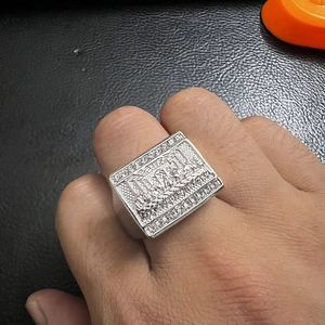 แหวนไทเทเนียมสตีลสำหรับผู้ชาย ลายจูดาสและทั้งสิบสามอัครสาวก ประดับเพชรทรงสี่เหลี่ยมผืนผ้า สไตล์ฮิปฮอป ของขวัญเครื่องประดับ - Product Image 4