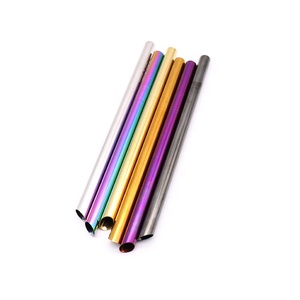 12 mm boba té de burbuja de inclinación de <span class=keywords><strong>punta</strong></span> de oro de metal de acero inoxidable reutilizable paja de beber - Product Image 1