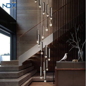 Hiện đại sang trọng Đèn chùm pha lê cho trần nhà cao thủy tinh bóng Mặt dây chuyền đèn khách sạn phòng khách biệt thự cầu thang dẫn đèn chùm - Product Image 2