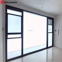 Fenêtre coulissante verticale en verre à rupture de pont thermique en acier inoxydable et aluminium certifiée CE Rolansini, avec levage automatique électrique