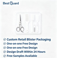 Empaque de Blíster Personalizado para Set de Tijeras y Peine de Peluquería, Blíster Transparente de PET con Tarjeta de Papel Impresa