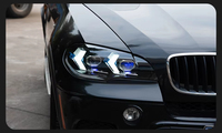 Luz de Circulación Diurna, Faro Delantero LED de 12 V para BMW X5 E70 2007-2013, Estilo Flecha, Lente de Proyector LED DRL, Luz de Giro