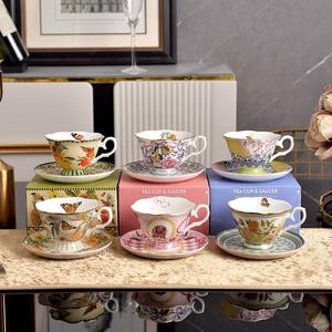 Nouvelle tasse et soucoupe en céramique à motifs floraux colorés, boîte cadeau, style frais, tasse à café pour cadeau, cadeau pour petite amie - Product Image 1