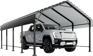 Abri de <span class=keywords><strong>voiture</strong></span> métallique 12x20 pieds, <span class=keywords><strong>Garage</strong></span> surdimensionné avec base renforcée, Abri de <span class=keywords><strong>voiture</strong></span> extérieur galvanisé, Auvent de <span class=keywords><strong>voiture</strong></span> robuste - Product Image 2
