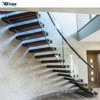 Nouveau design Escalier intérieur flottant avec verre Escalier en verre flottant Escalier en verre en bois design moderne