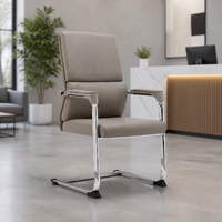 Chaise de bureau de direction en cuir Nappa, base en acier inoxydable, accoudoirs fixes, siège coulissant, design ergonomique