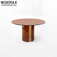 WISEMAX MÖBEL Moderner Einfacher Esstisch mit Runder Tischplatte und Öffnungsbasis aus Glas, Designer-Tisch für Apartments