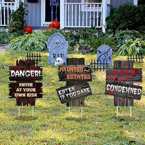 Décorations d'Halloween effrayantes et sanglantes pour jardin, piquets de pelouse en PP pour extérieur - Product Image 5