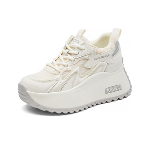 Zapatillas Deportivas Transpirables de Suela Gruesa para Mujer, con Tacón Integrado, Blancas, Versátiles y Modernas - Product Image 1
