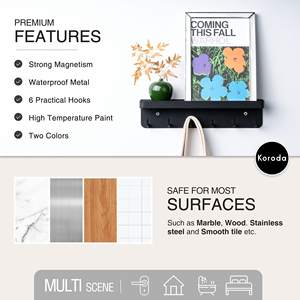 Crochets métalliques, auto-adhésifs, 6 pièces, montage mural en métal, porte-clé magnétique, organisateur d'étagère, crochets pour murs - Product Image 6