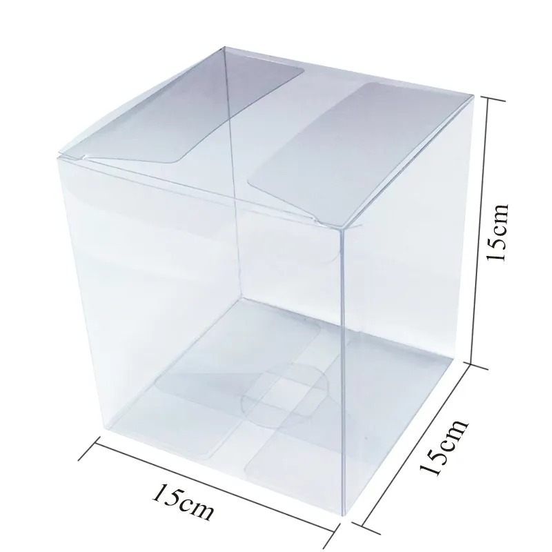 15CM Stock Large Cube Clear Cosmetics PET PP Plastic Packaging Box Custom Printed Transparent PVC Acetate Soap Box