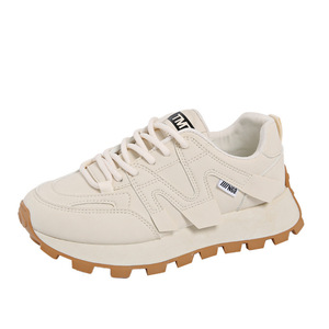 Zapatos Deportivos Casuales de Mujer, Estilo Coreano, con Cordones, de Piel Sintética Blanca Transpirable, con Suela Gruesa, para Primavera 2025 - Product Image 5