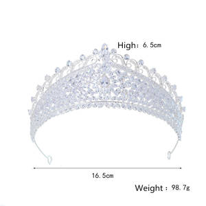 <span class=keywords><strong>Coronas</strong></span> <span class=keywords><strong>de</strong></span> Novia <span class=keywords><strong>de</strong></span> Lujo ROMANTIC, Tiaras Plateadas con Circonitas Cúbicas, Accesorios para el Cabello para Bodas - Product Image 4