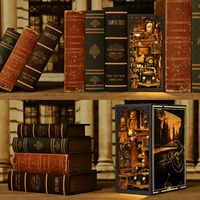 CAYI nouveau lecteur de voiture livre Nook Kit maison de poupée Booknook 3D Puzzle en bois bricolage Miniature Nook livre étagère insérer décor avec lumière