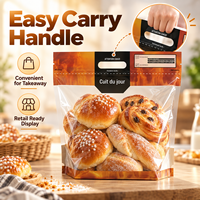 Sac à pain grillé avec poignée et fond à soufflet, en PET et CPP laminé, de qualité alimentaire, avec trous d'aération, pour boulangerie et supermarché, vente en gros en vrac