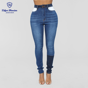 Nueva llegada <span class=keywords><strong>de</strong></span> <span class=keywords><strong>talle</strong></span> <span class=keywords><strong>alto</strong></span> tono colorway combo denim skinny <span class=keywords><strong>jean</strong></span> para las mujeres - Product Image 2