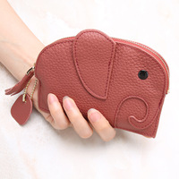 Porte-monnaie japonais en cuir véritable, mini sac à monnaie créatif en forme d'éléphant, sac mignon pour femmes