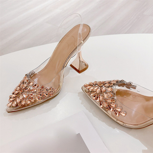 Sandalias de tacón alto huecas con punta de goma transparente de PVC para mujer, modelo gota de agua, novedad de verano 2025, para otoño - Product Image 4