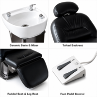 Confort Style Barber Shop Salon Shampooing Chaise Électrique Réglable Cheveux Lavage Lit Inclinable Caractéristique Cuir Matériel Meubles