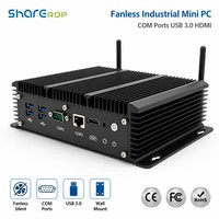 Sharerdp OEM ODM, Mini Computadora Industrial Integrada sin Ventilador con Procesador Intel Core I5 de 7ª y 8ª Generación 7200U 8250U, 6 Puertos Gigabit LAN COM