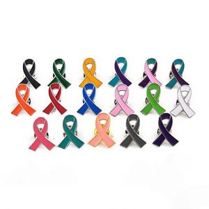 Broche en métal rose et noire avec ruban, pour la sensibilisation au cancer du sein, accessoire de corsage, avec estampage et sérigraphie - Product Image 2