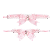 Jouets sexuels, accessoires SM, collier en dentelle avec nœud papillon et pierres précieuses, bracelet mignon, menottes, attaches de cheville, jeux de bondage BDSM, OEM ODM rose/bleu