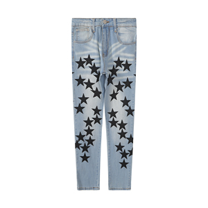 <span class=keywords><strong>Jean</strong></span> skinny délavé avec patchwork d'étoiles noires et effet usé - Product Image 2