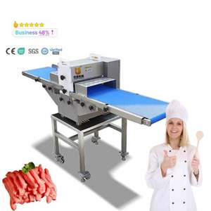 Équipement de coupe de viande fraîche Bande transporteuse Coupe-bande de viande et poitrine de poulet dés Trancheuse à viande - Product Image 1